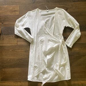 Cotton faux wrap dress